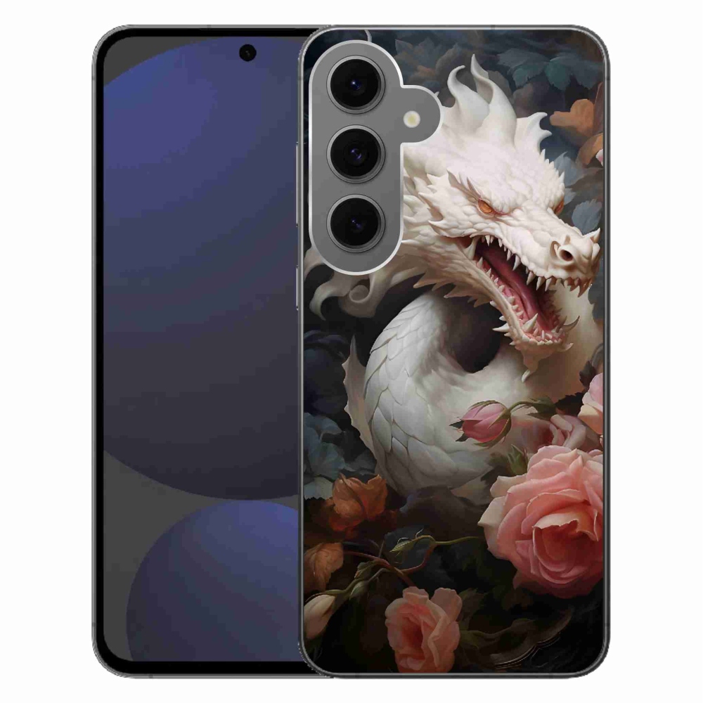 Gelový kryt mmCase na Samsung Galaxy S24 FE - bílý drak