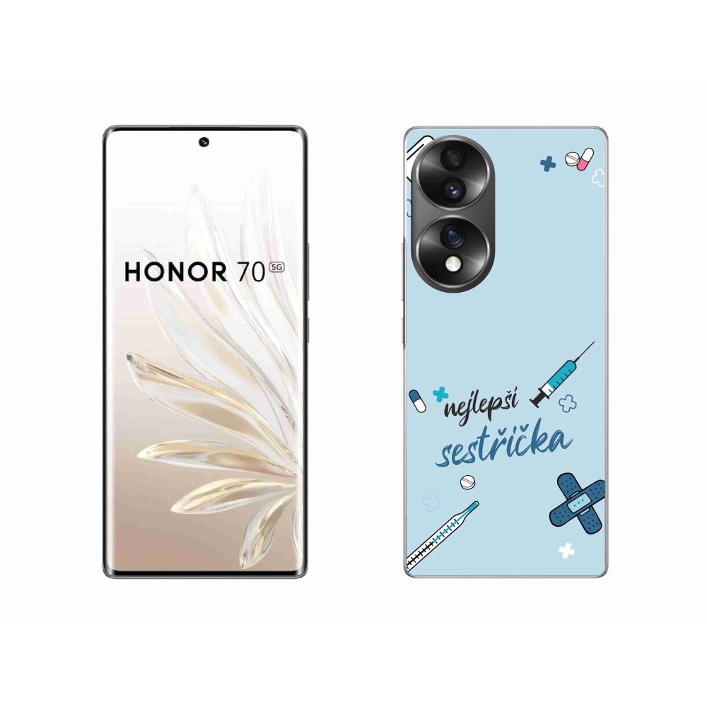 Gelový kryt mmCase na Honor 70 - nejlepší sestřička modré pozadí