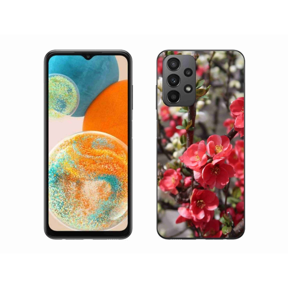 Gelový kryt mmCase na Samsung Galaxy A23 4G/5G - červené květy