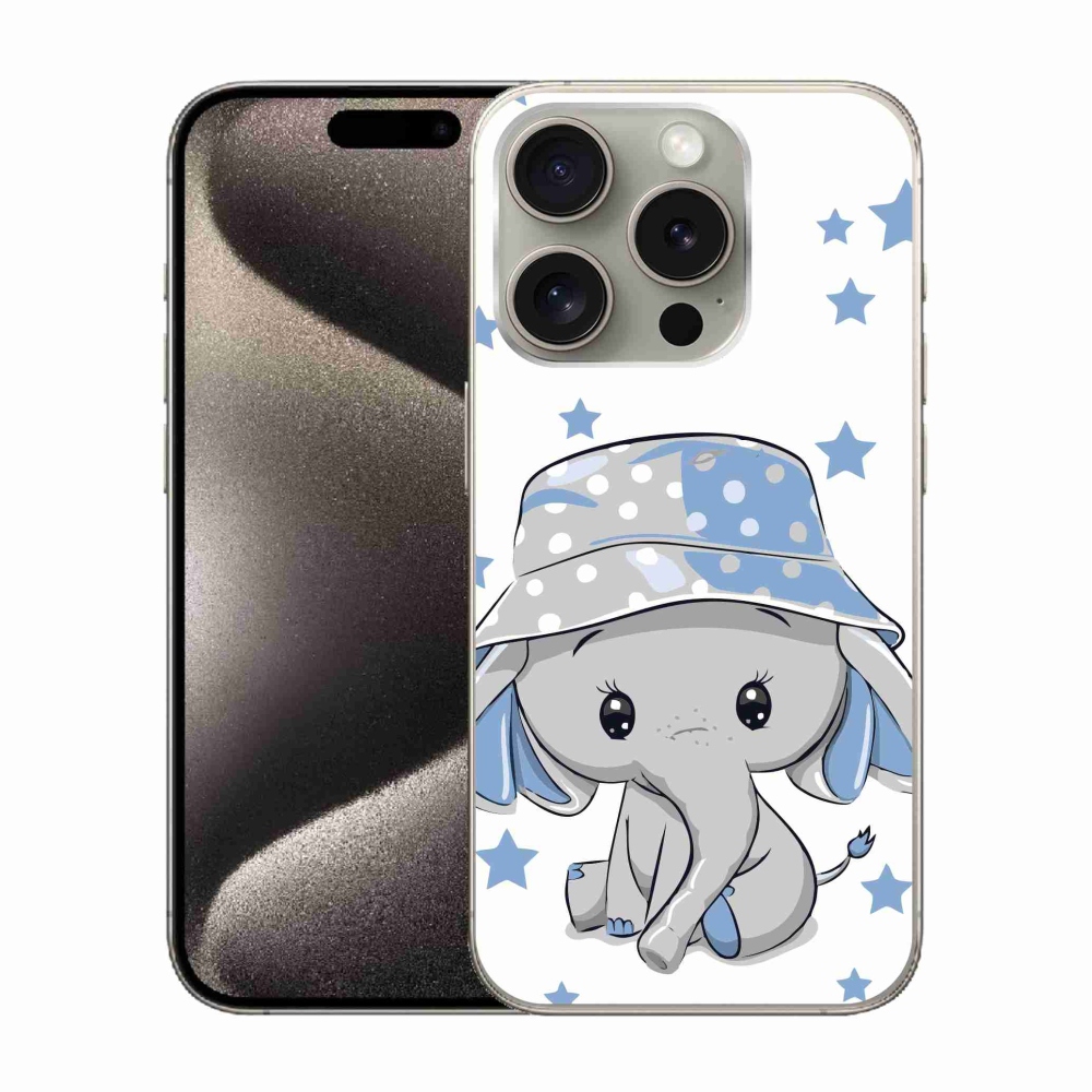 Gelový kryt mmCase na iPhone 15 Pro - modrý slon