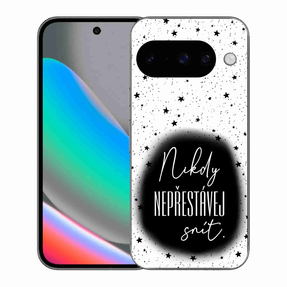 Gelový kryt mmCase na Google Pixel 10 - citát 1 černobílé pozadí