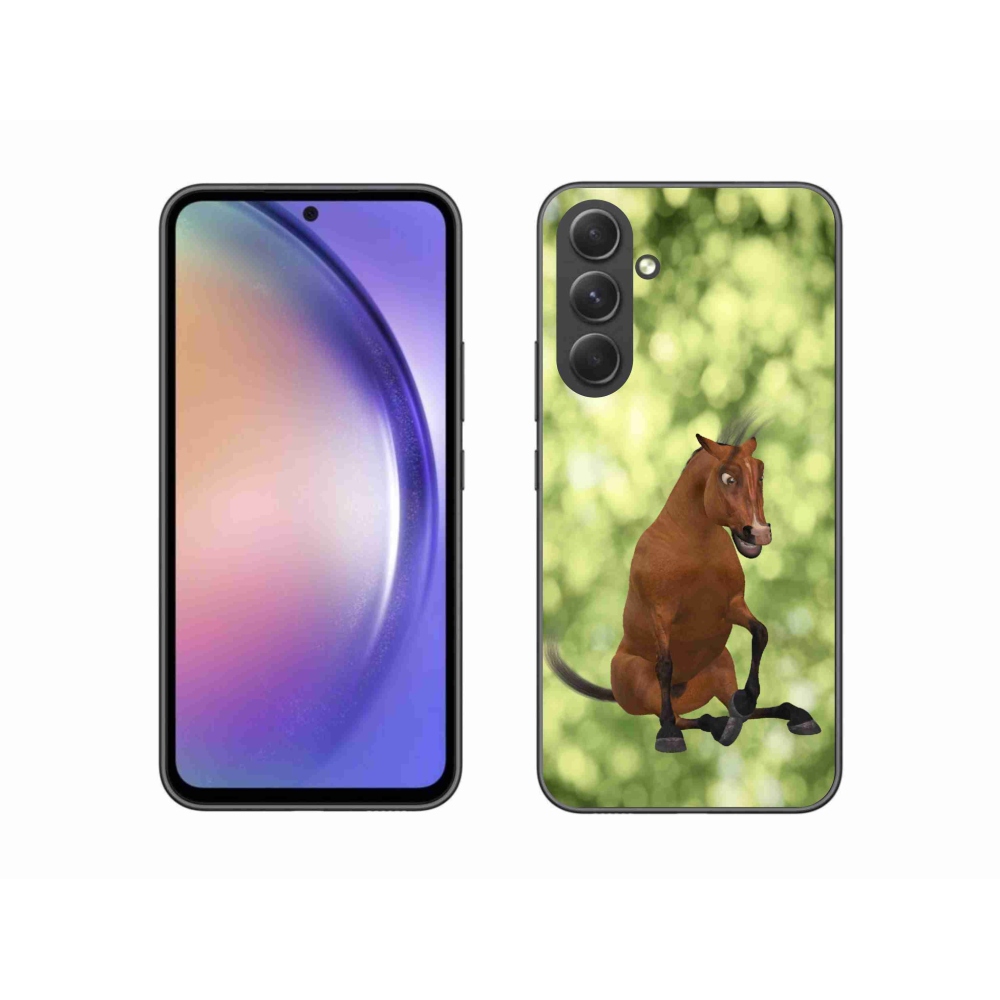 Gelový kryt mmCase na Samsung Galaxy A54 5G - hnědý kreslený kůň 1