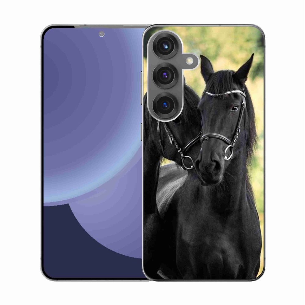 Gelový kryt mmCase na Samsung Galaxy S25 - dva černí koně