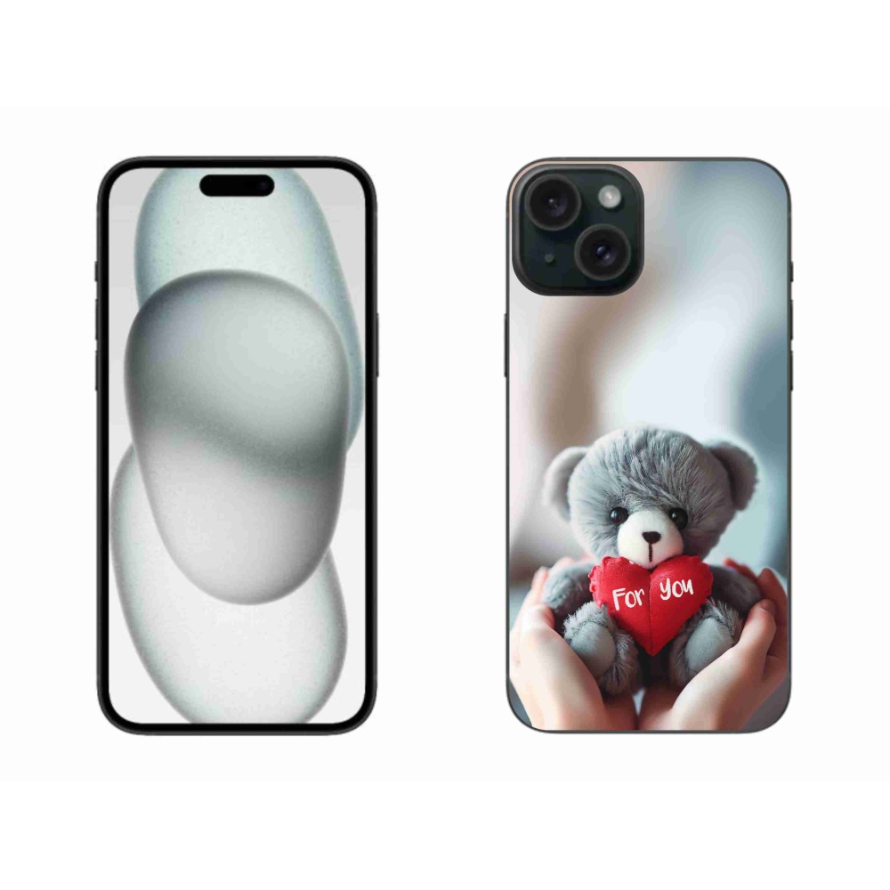 Gelový kryt mmCase na iPhone 15 Plus - medvídek pro zamilované