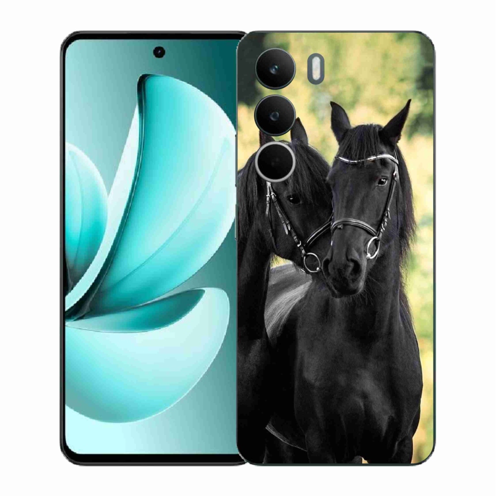 Gelový kryt mmCase na Realme C71 - dva černí koně
