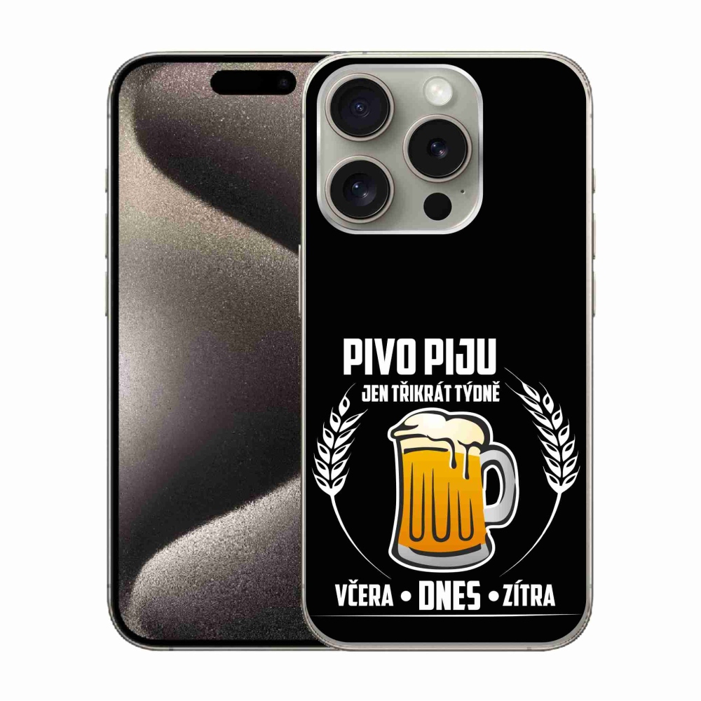 Gelový kryt mmCase na iPhone 15 Pro - pivní motiv černé pozadí