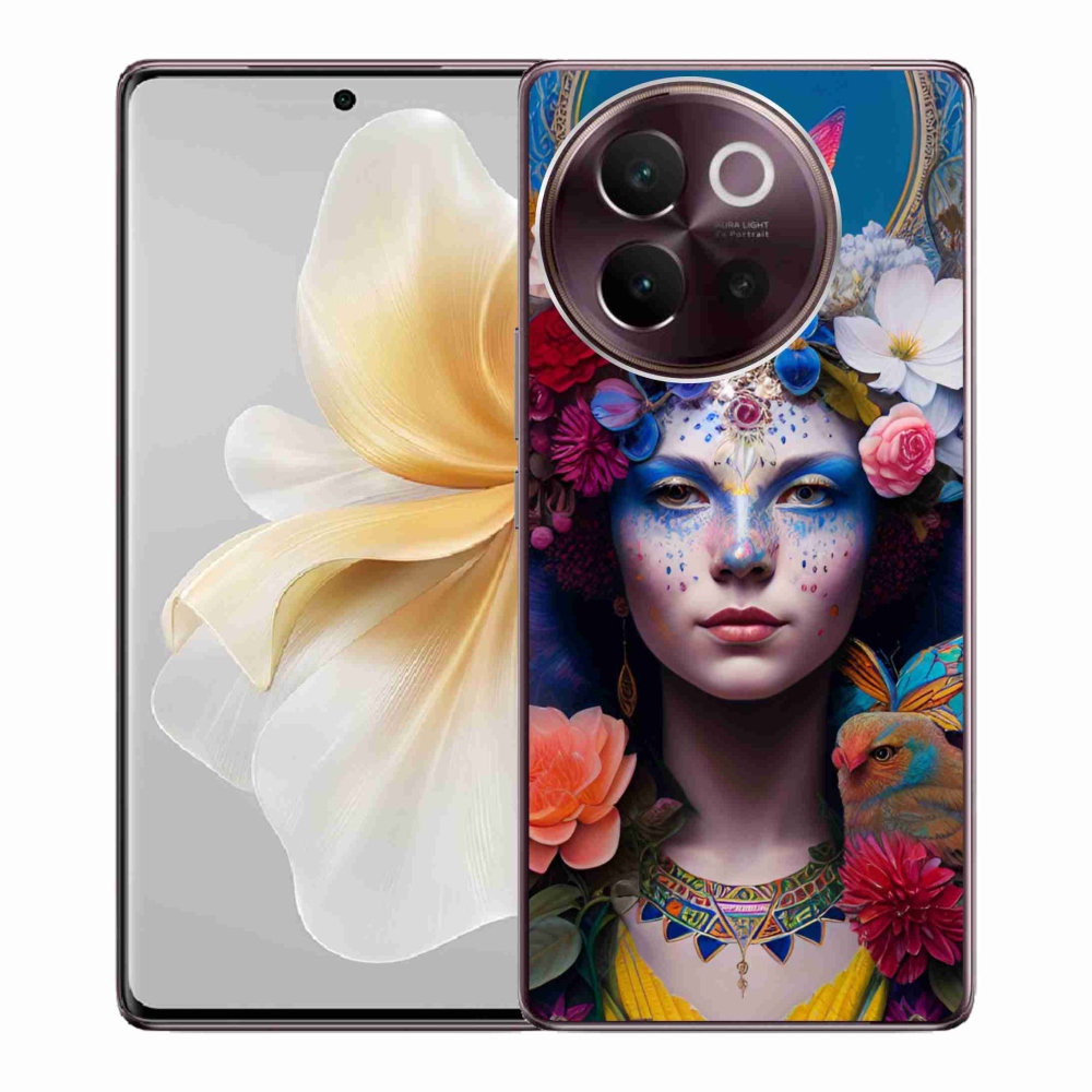 Gelový kryt mmCase na Vivo V40 Lite 5G - žena s květinami