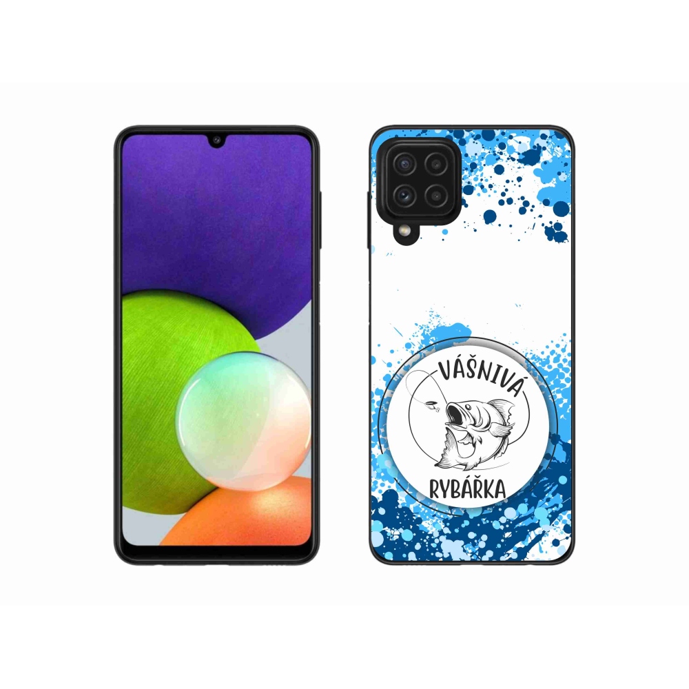 Gelový kryt mmCase na Samsung Galaxy A22 4G - vášnivá rybářka bílé pozadí