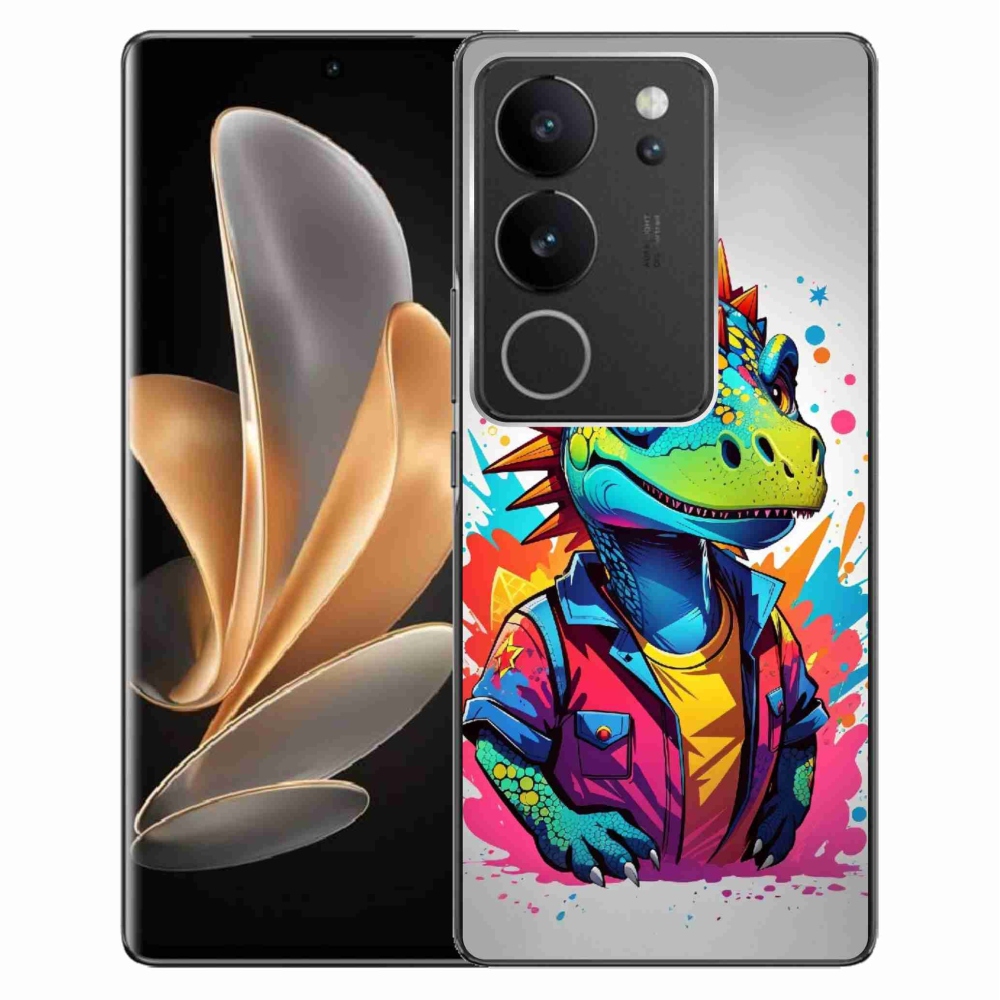 Gelový kryt mmCase na Vivo V29 5G - barevný dinosaurus