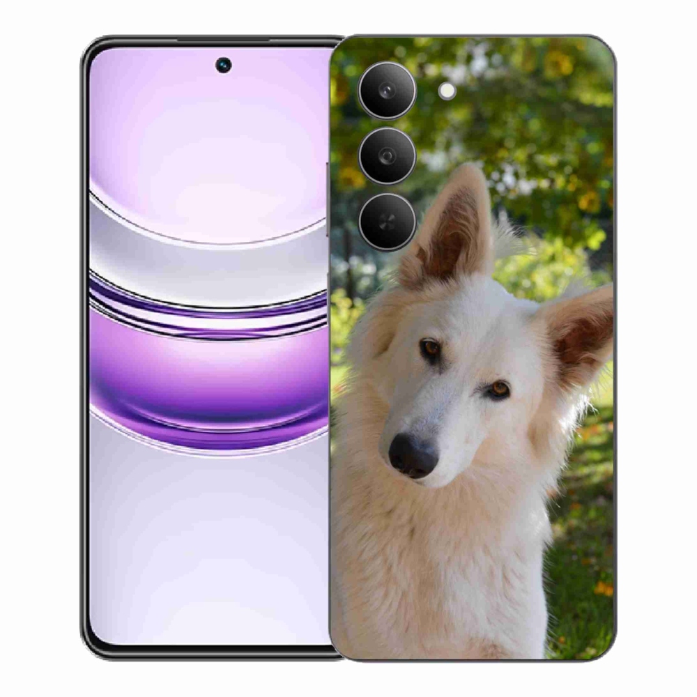 Gelový kryt mmCase na Realme 14x 5G - bílý švýcarský ovčák 1