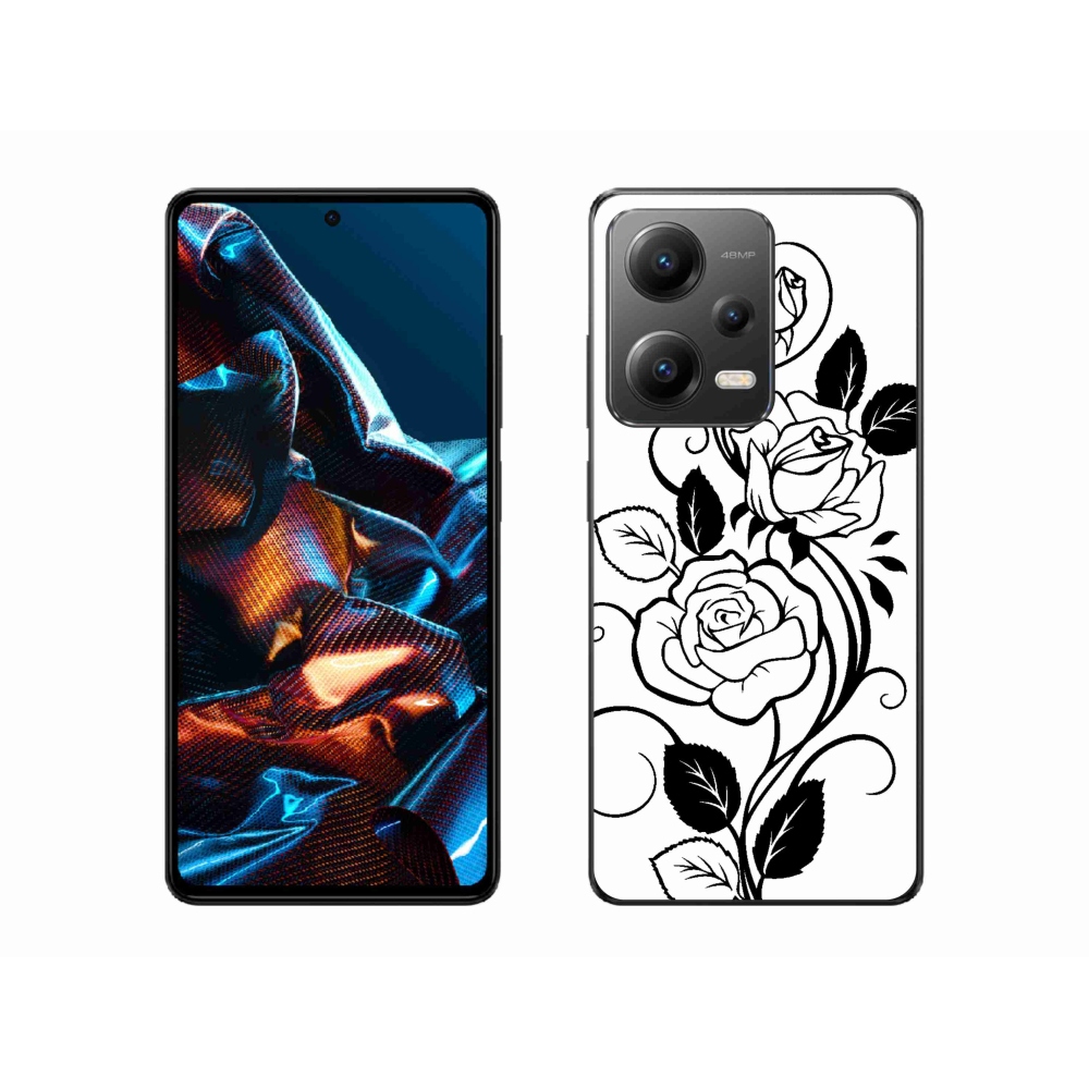 Gelový kryt mmCase na mobil Xiaomi Redmi Note 12 Pro 5G - černobílá růže