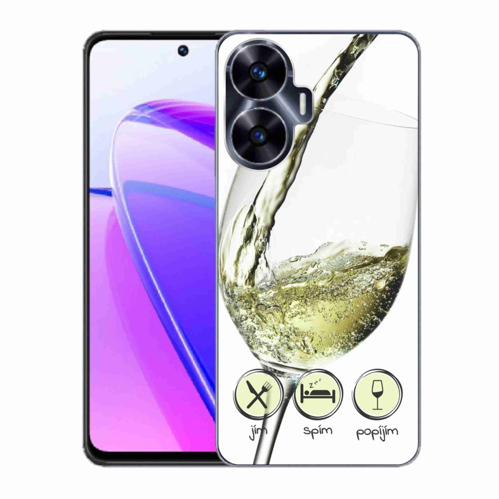 Gelový obal mmCase na Realme C55 - sklenička vína bílé