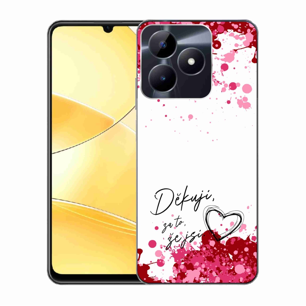 Gelový kryt mmCase na Realme C51/C53 - zamilovaný text 2 bílé pozadí