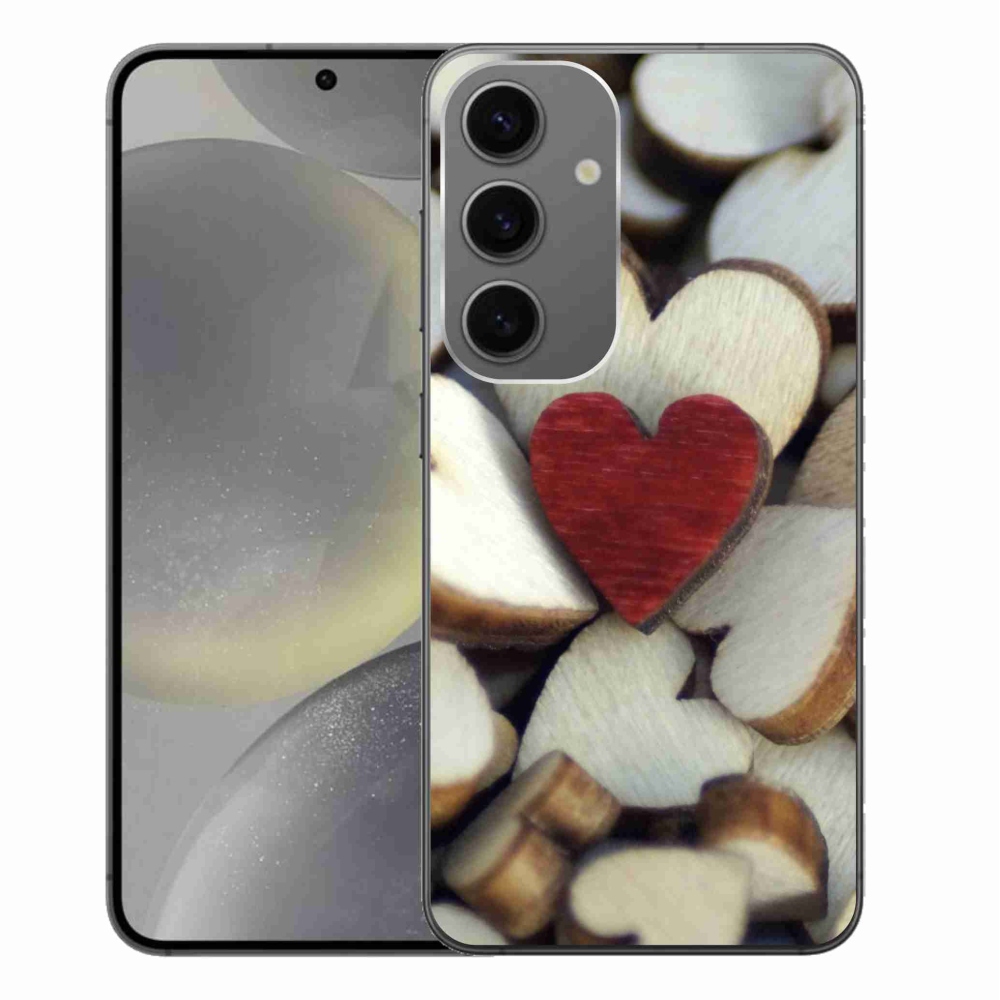 Gelový kryt mmCase na Samsung Galaxy S24+ - gravírované červené srdce 