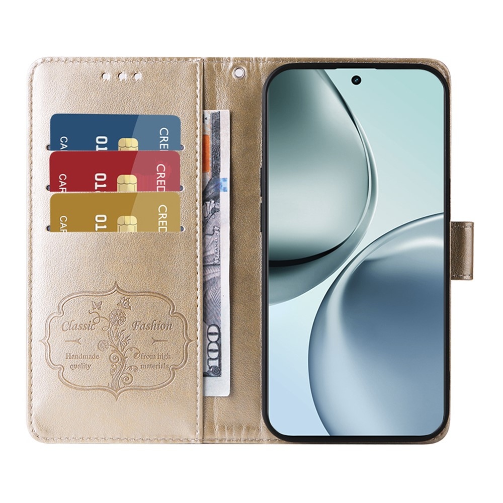 Flowery knížkové pouzdro na Realme 14 Pro+ 5G - zlaté