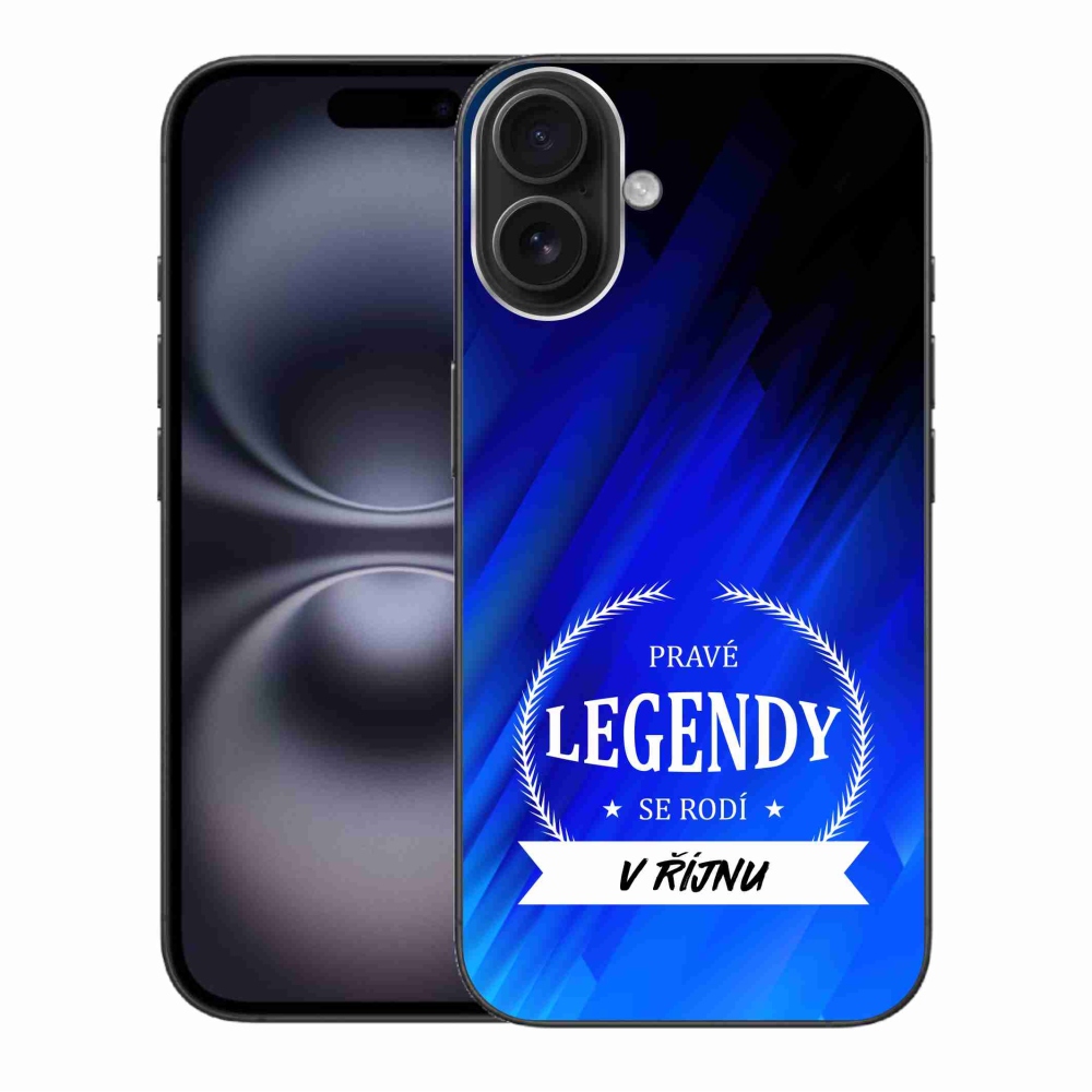 Gelový kryt mmCase na iPhone 16 Plus - legendy v říjnu modré pozadí