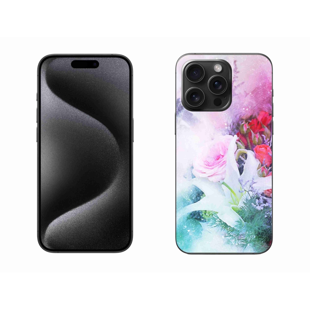 Gelový kryt mmCase na iPhone 15 Pro Max - květiny 4