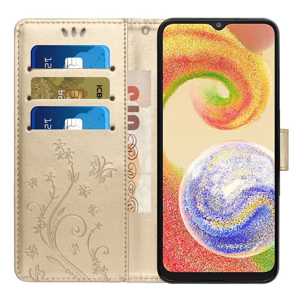 Flowers knížkové pouzdro na Samsung Galaxy A06 4G - zlaté