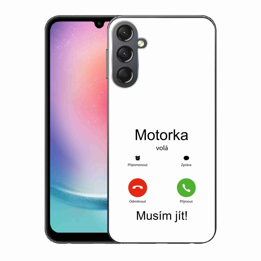Gelový kryt mmCase na Samsung Galaxy A24 - motorka volá bílé pozadí