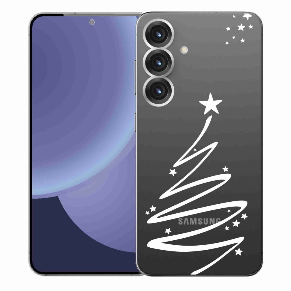 Gelový kryt mmCase na Samsung Galaxy S25+ - bílý stromeček na průhledném pozadí