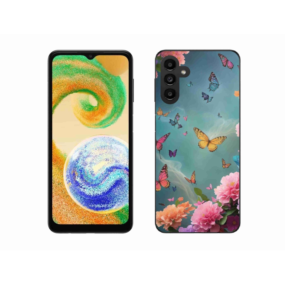Gelový kryt mmCase na Samsung Galaxy A04s (164.7x76.7x9.1mm) - barevné květy a motýli