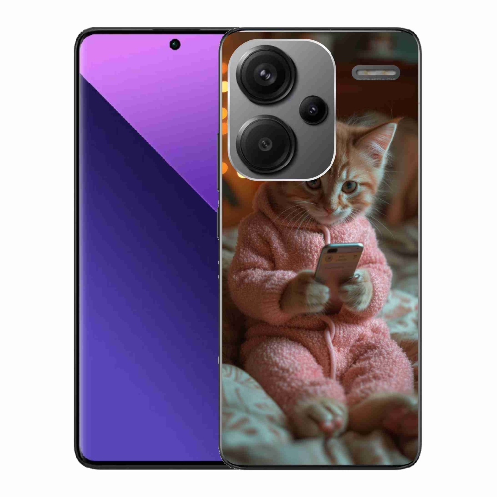 Gelový kryt mmCase na Xiaomi Redmi Note 13 Pro+ 5G - kotě s mobilem