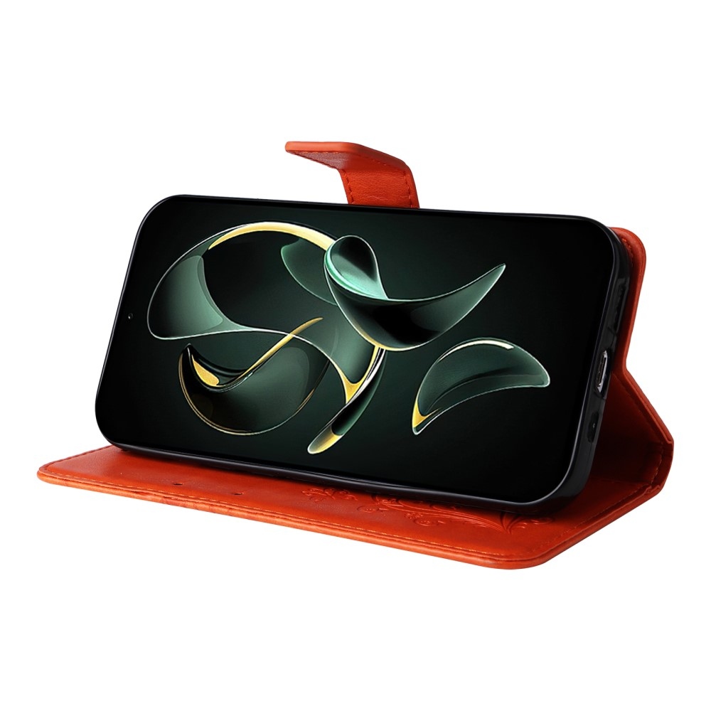 Big butterfly knížkové pouzdro na Xiaomi 13T/13T Pro - oranžové
