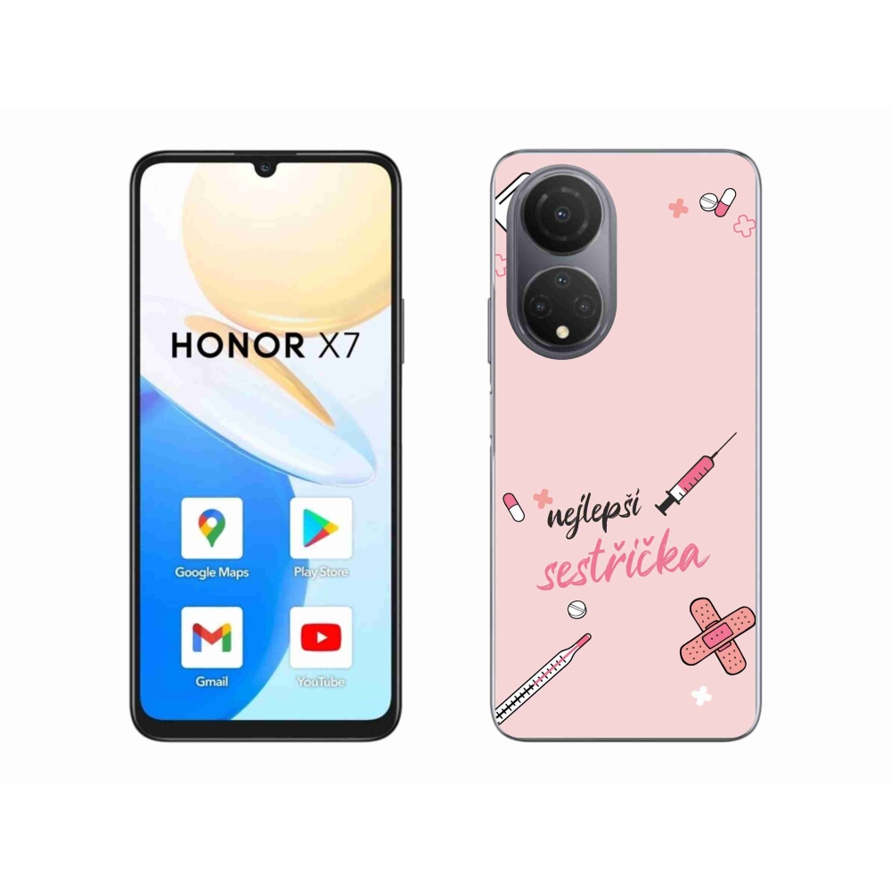 Gelový kryt mmCase na Honor X7 - nejlepší sestřička růžové pozadí