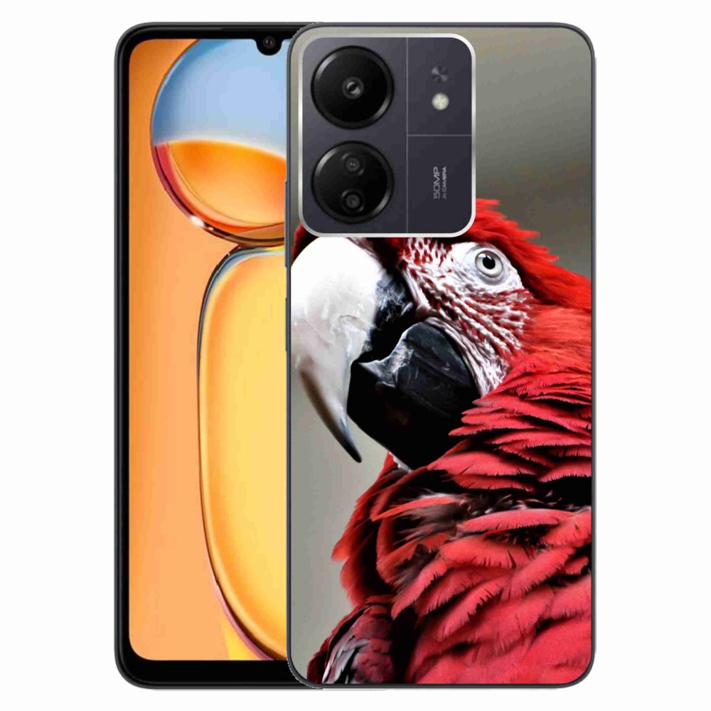 Gelový obal mmCase na Xiaomi Poco C65/Redmi 13C - papoušek ara červený