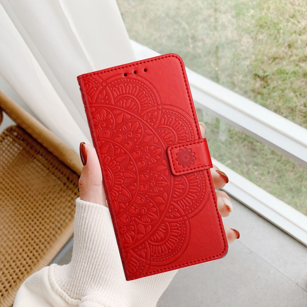 Mandala knížkové pouzdro na Xiaomi Redmi 13C 5G - červené