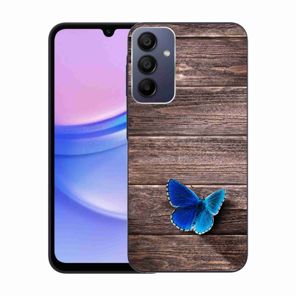 Gelový kryt mmCase na Samsung Galaxy A15 4G/5G - modrý motýl 1
