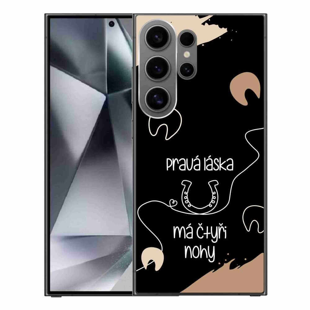 Gelový kryt mmCase na Samsung Galaxy S24 Ultra - koňský motiv černé pozadí