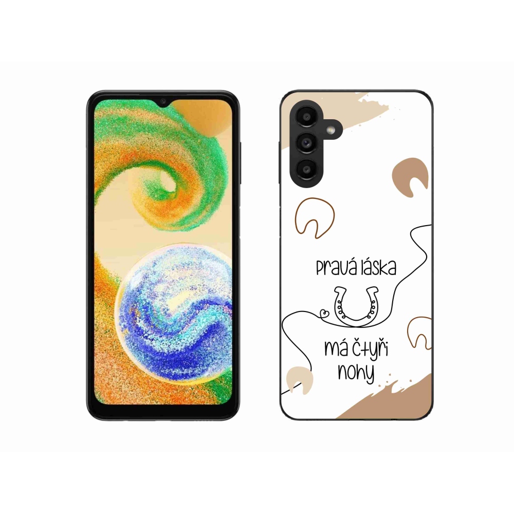 Gelový kryt mmCase na Samsung Galaxy A04s (164.7x76.7x9.1mm) - koňský motiv bílé pozadí