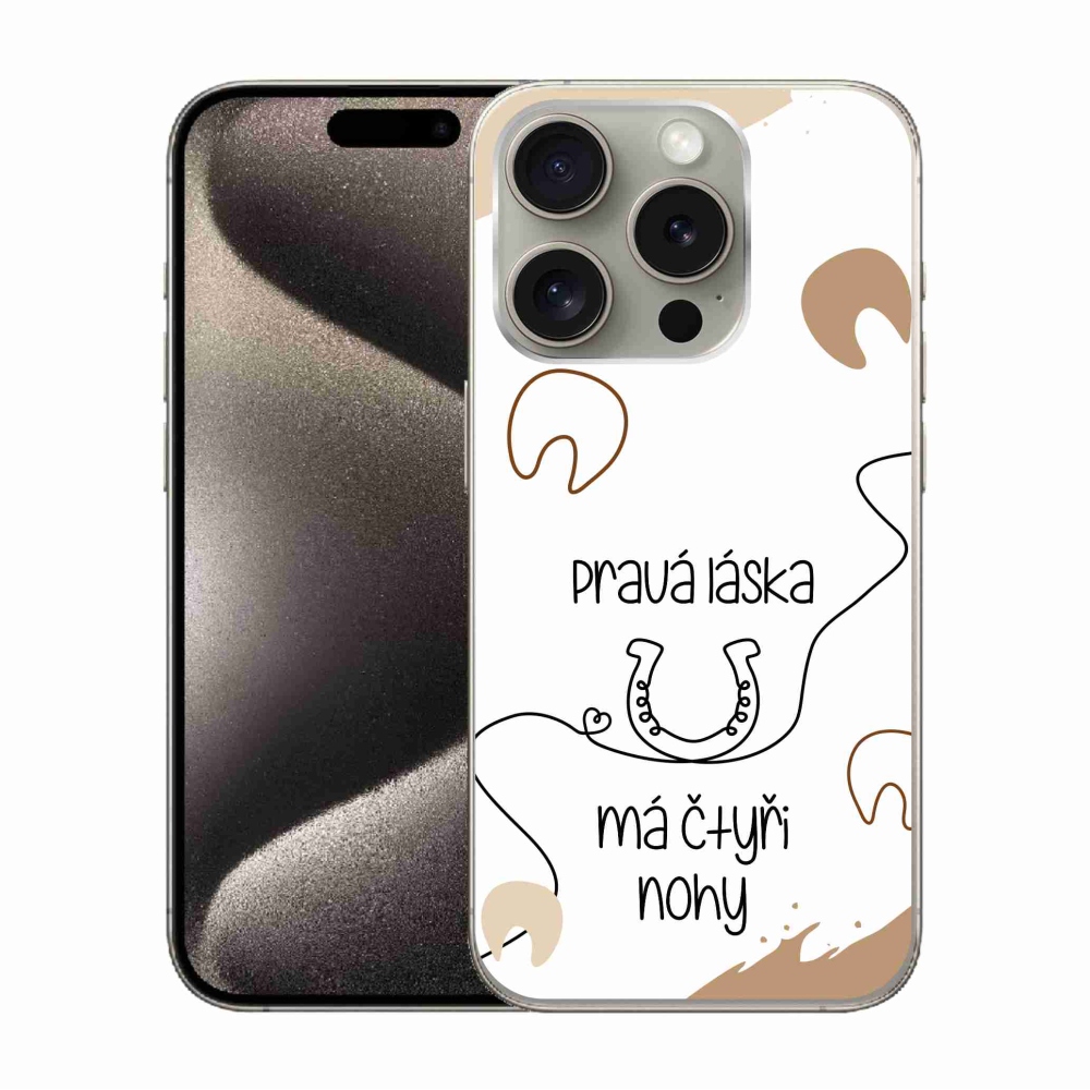 Gelový kryt mmCase na iPhone 15 Pro - koňský motiv bílé pozadí