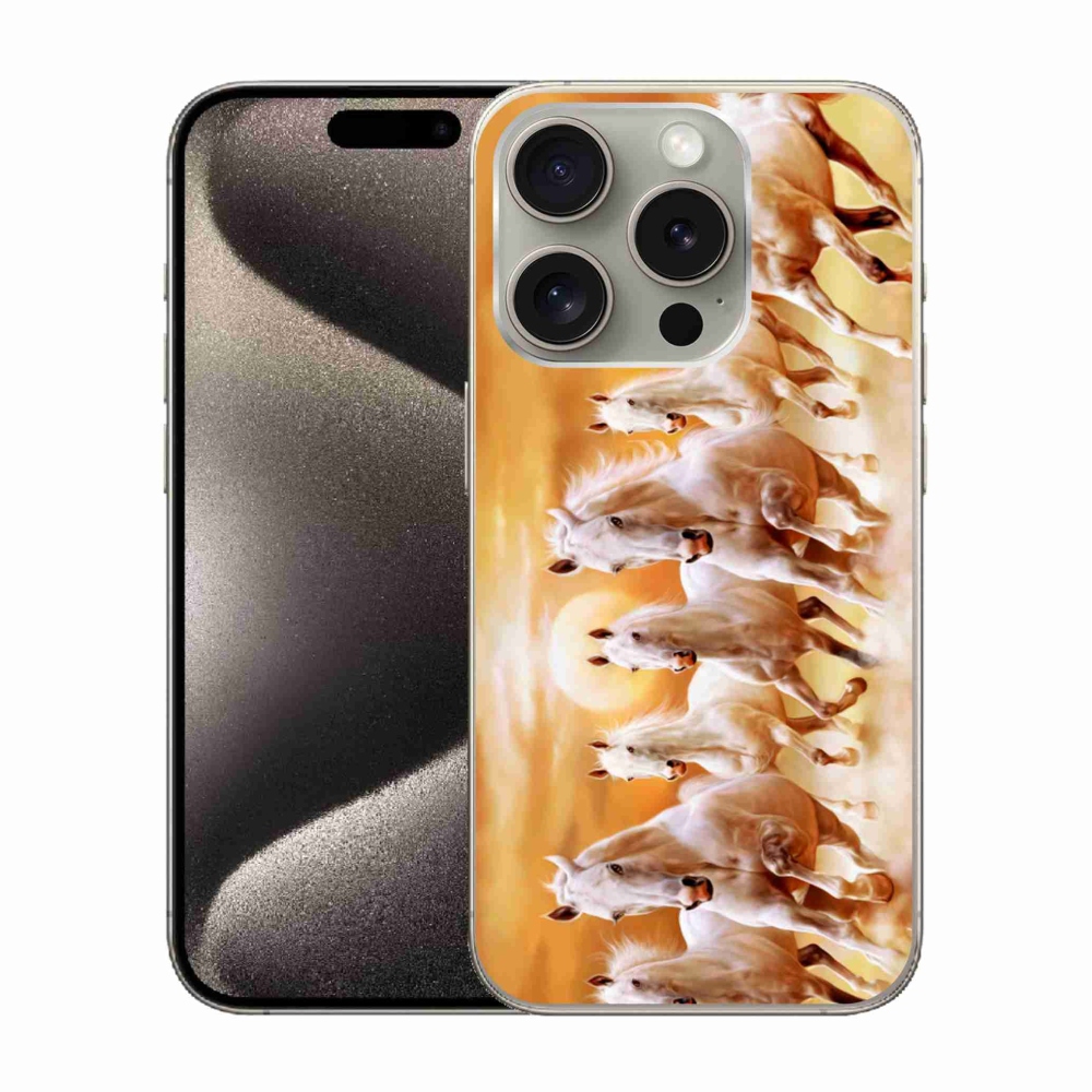 Gelový obal mmCase na iPhone 15 Pro - koně 2