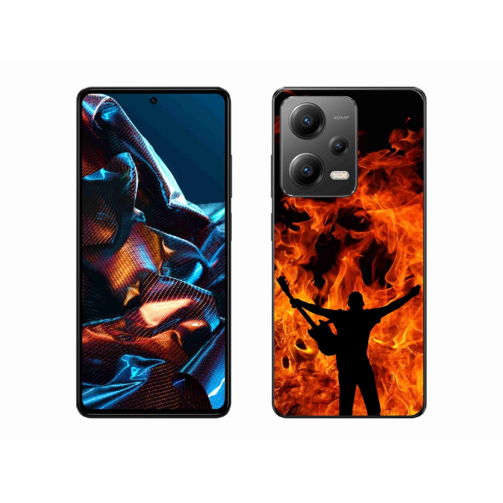 Gelový kryt mmCase na mobil Xiaomi Redmi Note 12 Pro 5G - muzikant a oheň