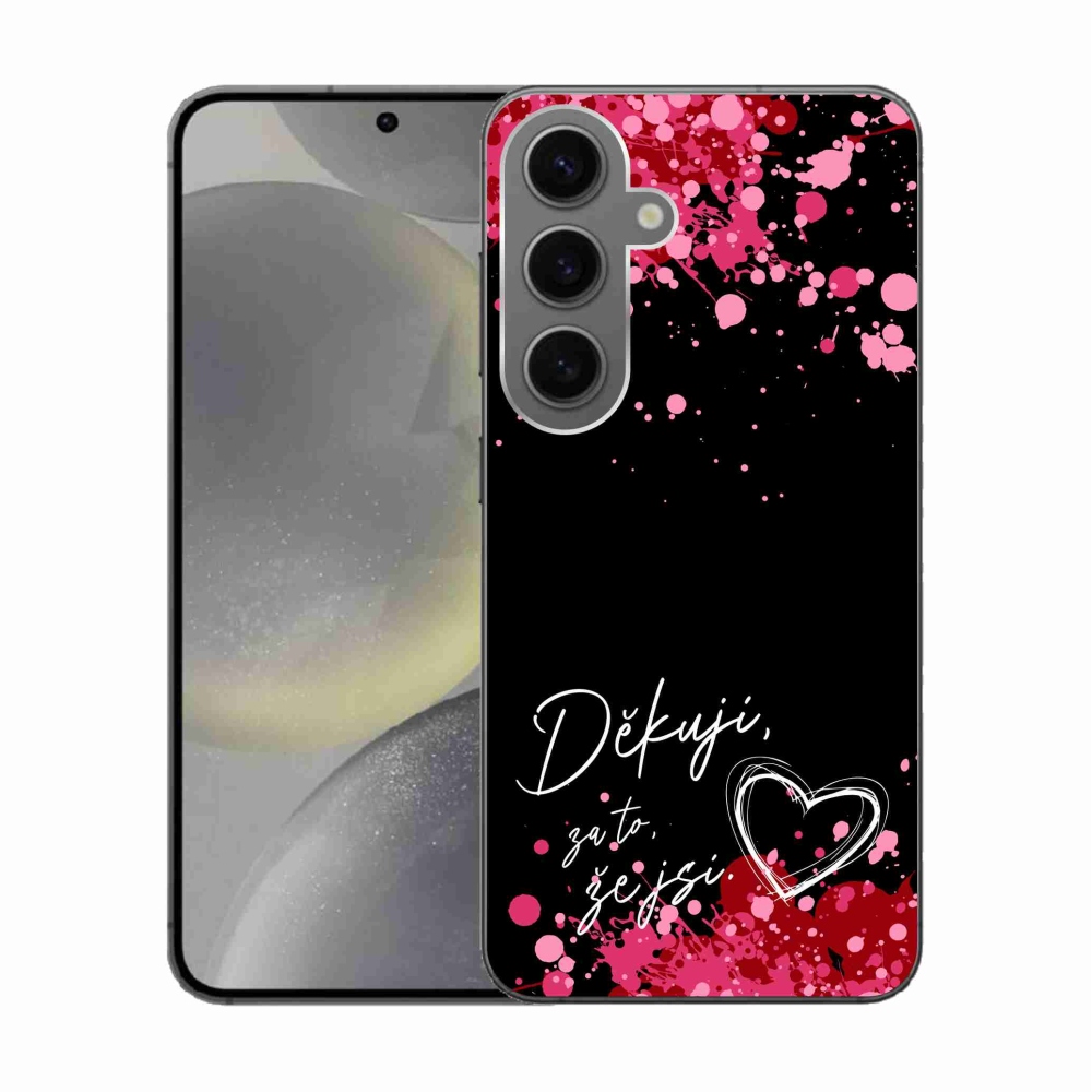 Gelový kryt mmCase na Samsung Galaxy S24 - zamilovaný text 2 černé pozadí