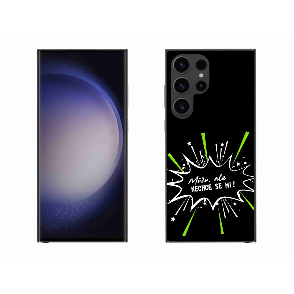 Gelový kryt mmCase na Samsung Galaxy S23 Ultra 5G - vtipný text 11 černé pozadí