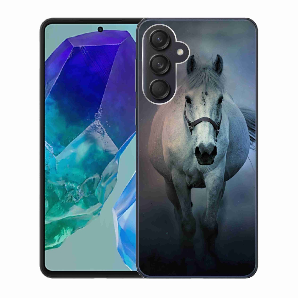 Gelový obal mmCase na Samsung Galaxy M55 5G - běžící bílý kůň