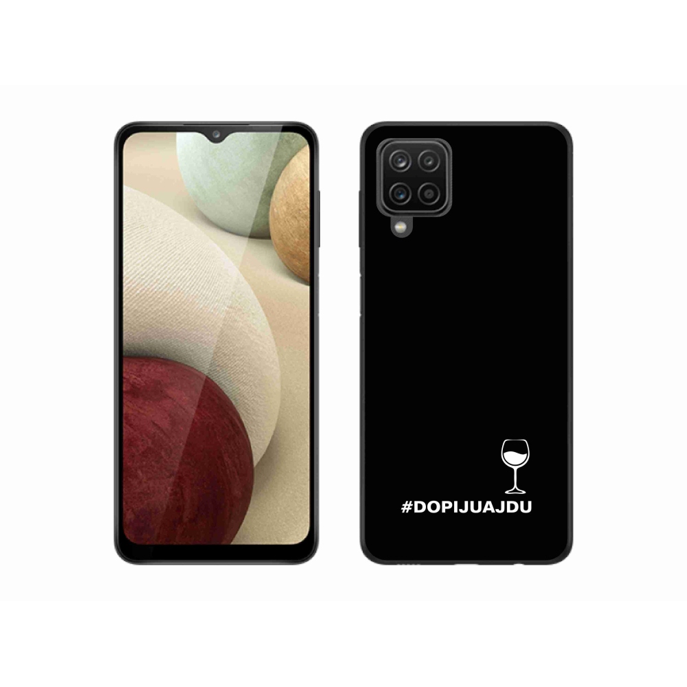 Gelový kryt mmCase na Samsung Galaxy A12 - vinný motiv černé pozadí