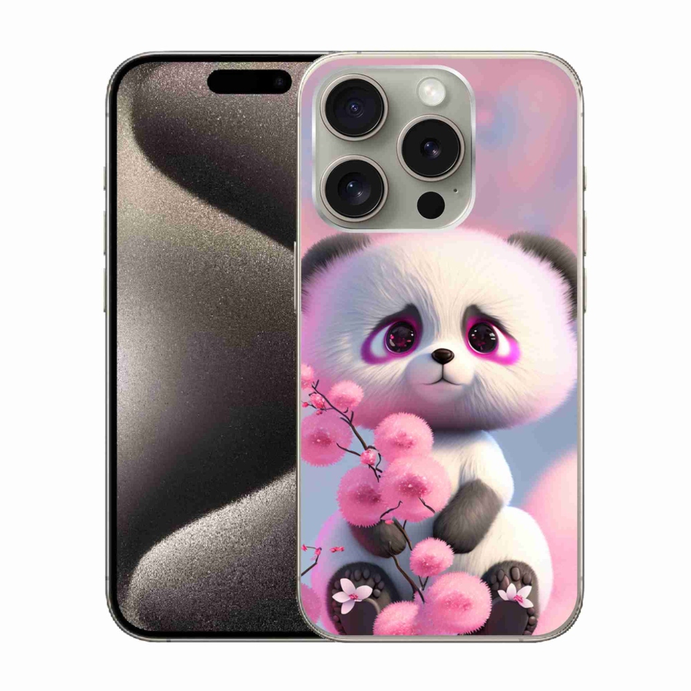 Gelový kryt mmCase na iPhone 15 Pro - roztomilá panda 1