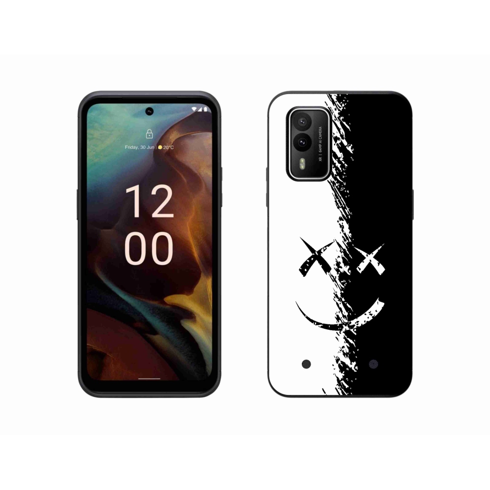 Gelový kryt mmCase na Nokia XR21 - černobílý smajlík