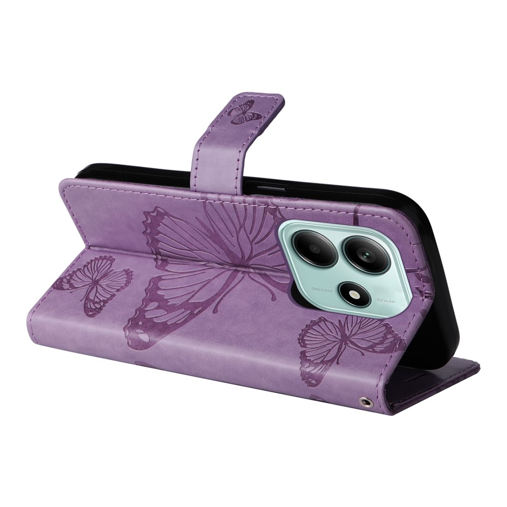 Big Butterfly knížkové pouzdro na Xiaomi Redmi Note 14 5G - fialové