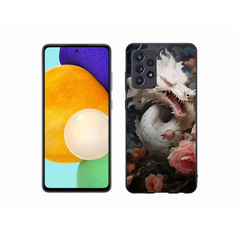 Gelový kryt mmCase na Samsung Galaxy A52/A52 5G - bílý drak
