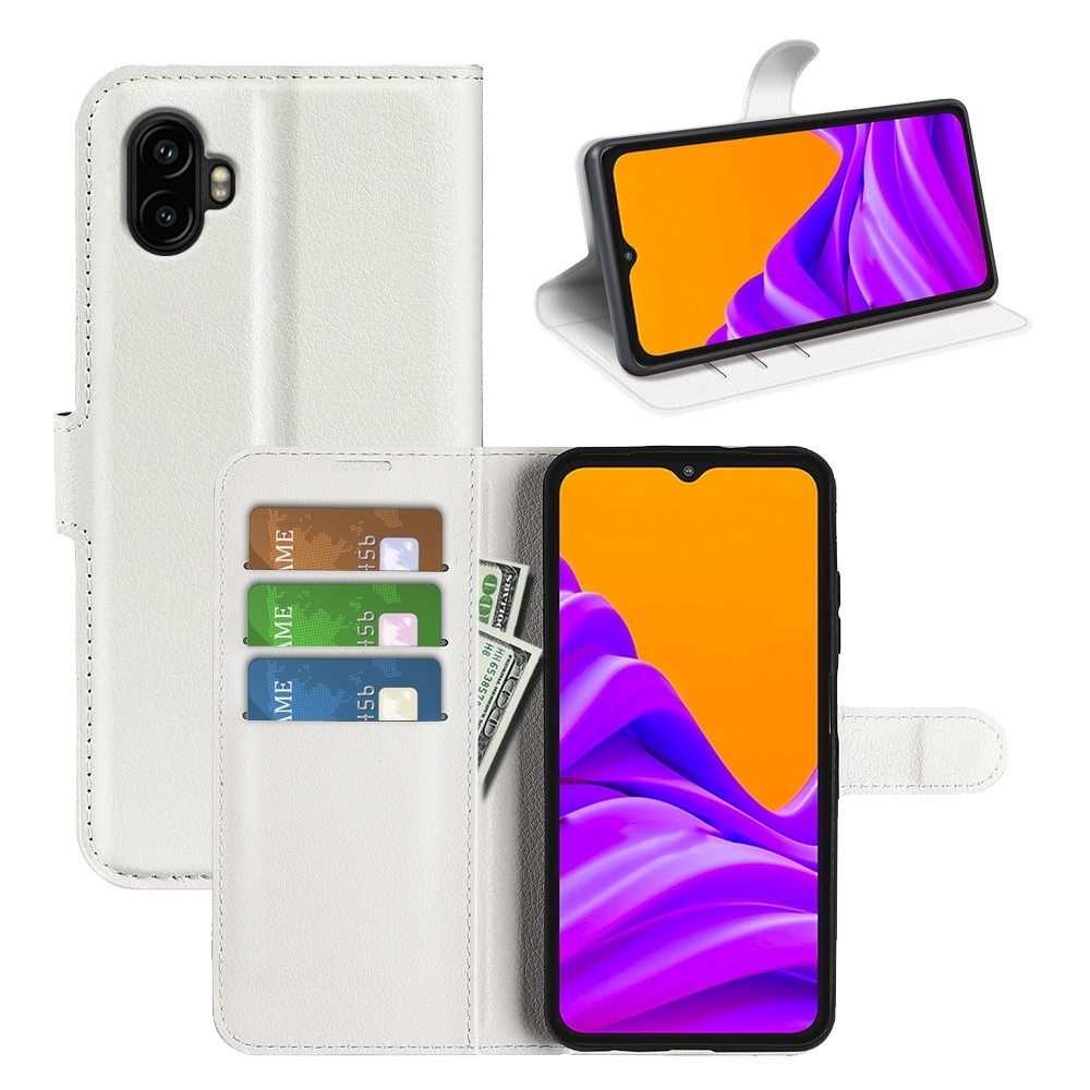 Litchi knížkové pouzdro na Samsung Galaxy Xcover 7 Pro - bílé