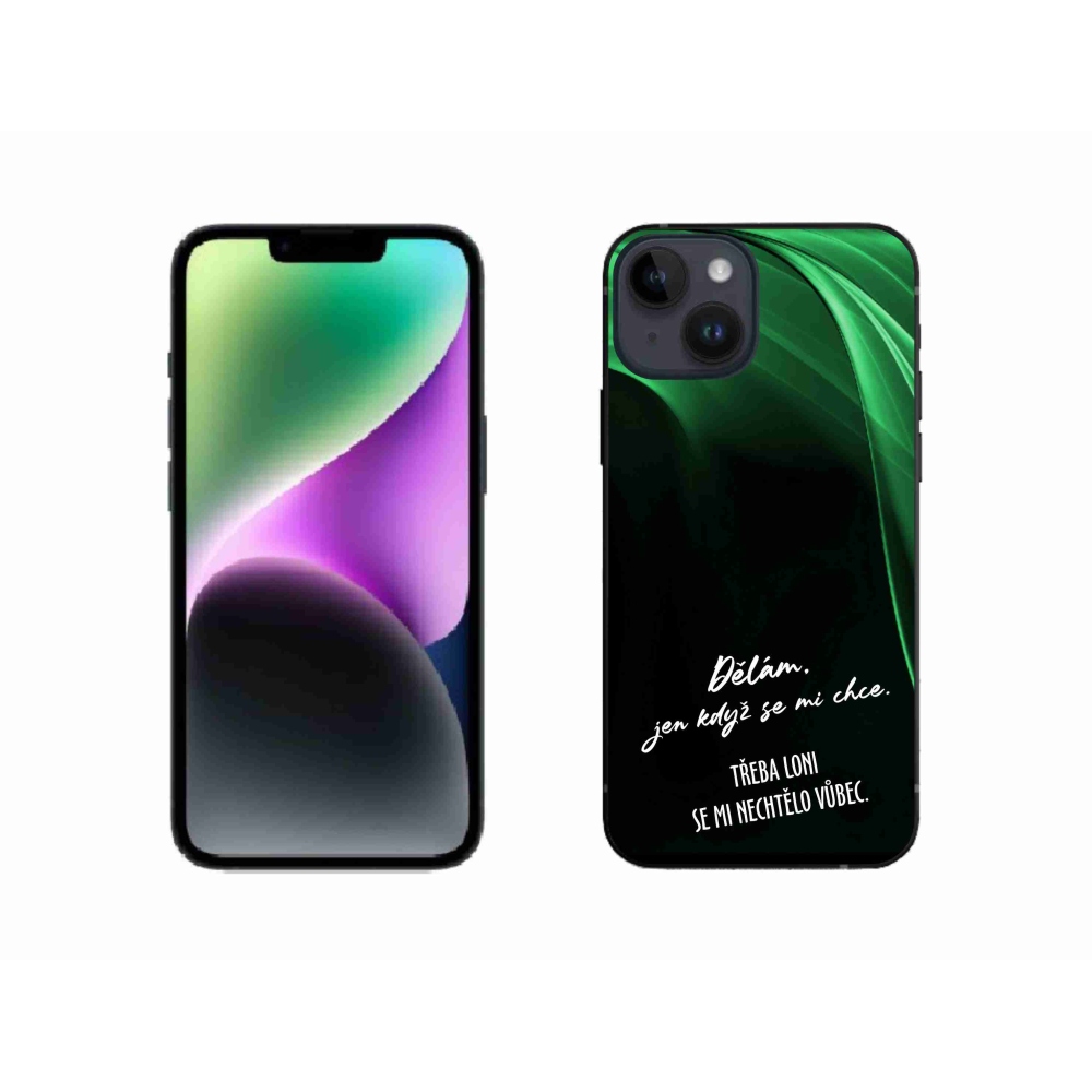 Gelový kryt mmCase na iPhone 14 - vtipný text 12 černé pozadí