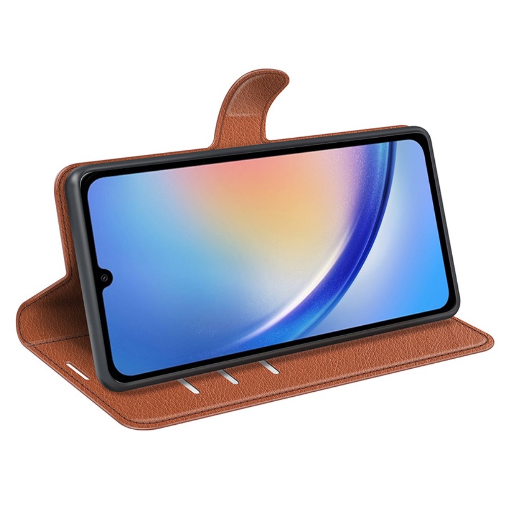 Litchi knížkové pouzdro na Samsung Galaxy A35 5G - hnědé
