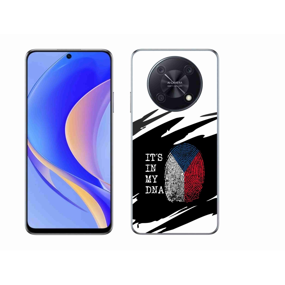Gelový kryt mmCase na Huawei Nova Y90 - vlajka otisk prstu černobílé pozadí