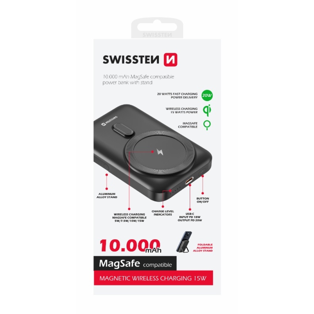Swissten Powerbank PD 10000 mAh 20W (kompatibilní s MagSafe)
