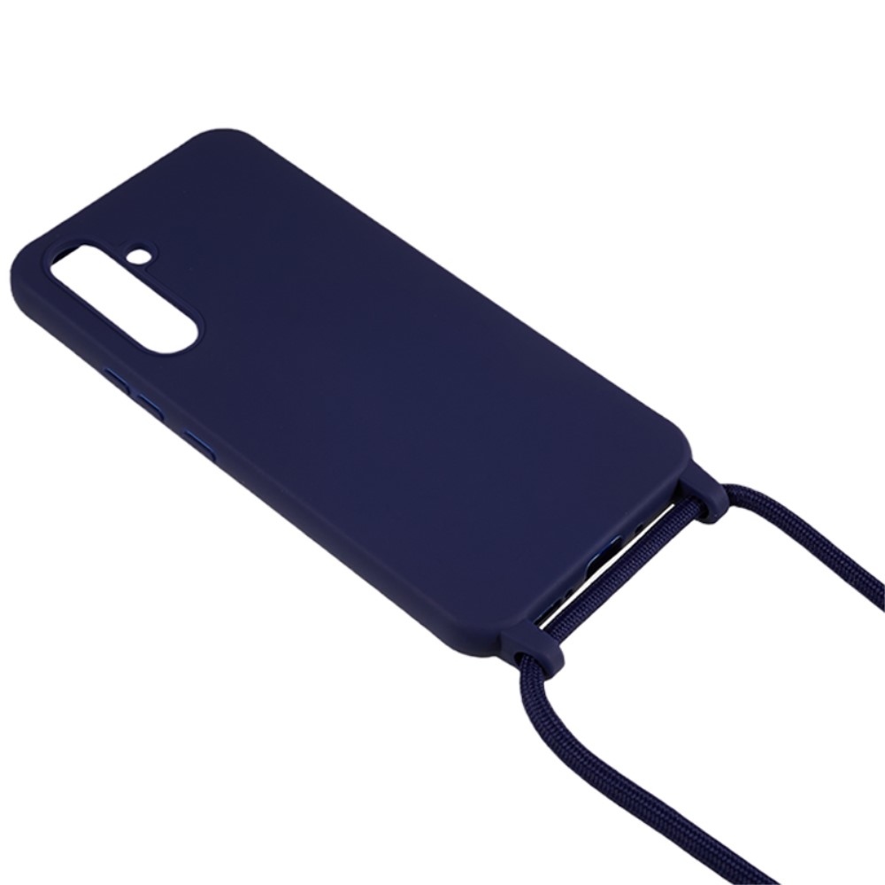 Lany gelový obal se šňůrkou na Samsung Galaxy S25+ - tmavěmodrý